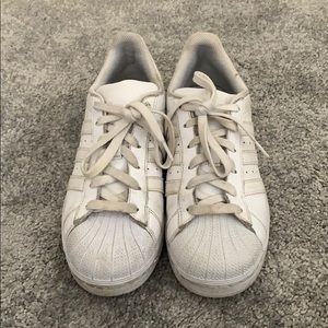 All white Adidas superstars